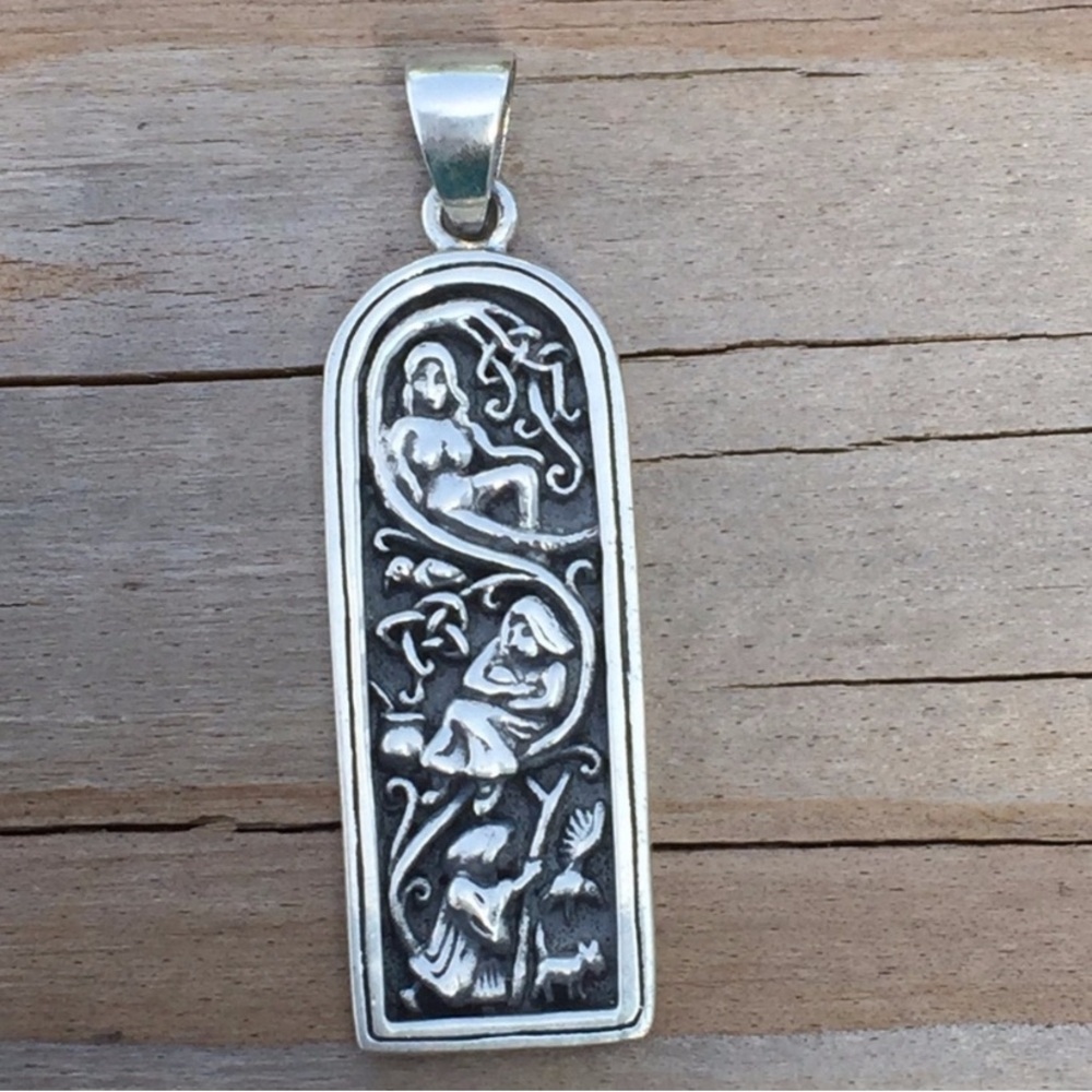 Maiden Mother Crone Pendant in solid .925 Sterling Silver Celtic Triple Goddess
